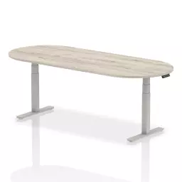 Dynamic Impulse W2400 x D1000 x H660-1310mm Height Adjustable Boardroom Table Grey Oak Finish Silver Frame - I003570