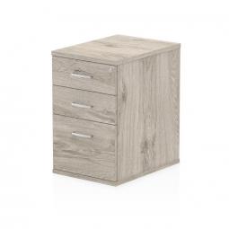 Impulse 600mm Deep 3 Drawer Desk High Pedestal Grey Oak I003221