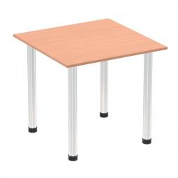 Impulse 800mm Square Table Beech Top Chrome Post Leg I003578