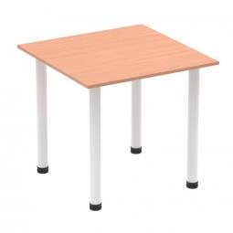 Impulse 800mm Square Table Beech Top White Post Leg I003674