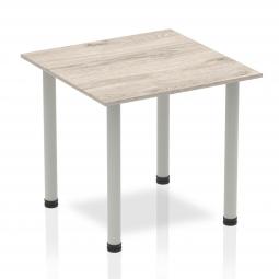 Impulse 800mm Square Table Grey Oak Top Silver Post Leg I003255