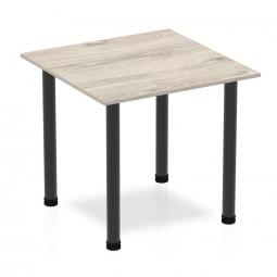 Dynamic Impulse 800mm Square Table Grey Oak Top Black Post Leg BF00397