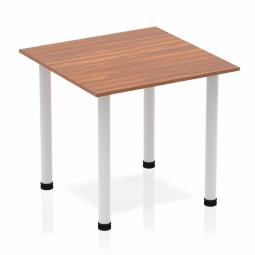 Dynamic Impulse 800mm Square Table Walnut Top Silver Post Leg BF00207