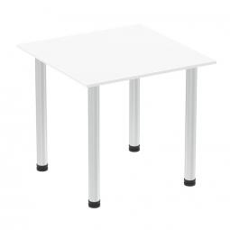 Impulse 800mm Square Table White Top Aluminium Post Leg I003627