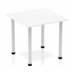 Impulse 800mm Square Table White Top Silver Post Leg BF00203