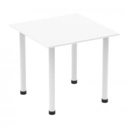 Impulse 800mm Square Table White Top White Post Leg I003675