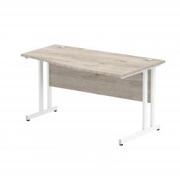 Impulse 800x600mm Straight Desk Grey Oak Top Silver I003093