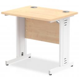 Impulse 800 x 600mm Straight Desk Maple Top White Cable Managed Leg MI002903