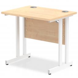 Impulse 800 x 600mm Straight Desk Maple Top White Cantilever Leg MI002900
