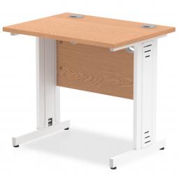 Impulse 800 x 600mm Straight Desk Oak Top White Cable Managed Leg MI002908