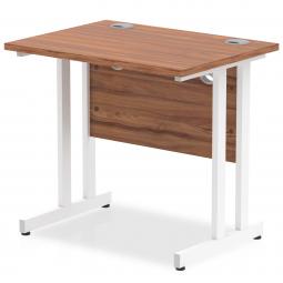 Impulse 800 x 600mm Straight Desk Walnut Top White Cantilever Leg MI002890