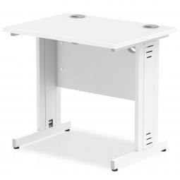 Impulse 800 x 600mm Straight Desk White Top White Cable Managed Leg MI002898