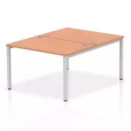 Impulse Back-to-Back 2 Person Bench Desk W1200 x D1600 x H730mm With Cable Ports Beech Finish Silver Frame - IB00100