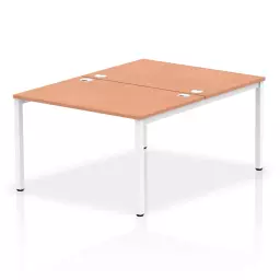 Impulse Back-to-Back 2 Person Bench Desk W1200 x D1600 x H730mm With Cable Ports Beech Finish White Frame - IB00106