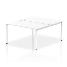 Impulse Back-to-Back 2 Person Bench Desk W1400 x D1600 x H730mm With Cable Ports White Finish White Frame - IB00123