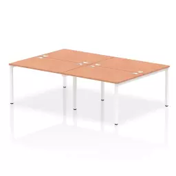 Impulse Back-to-Back 4 Person Bench Desk W1200 x D1600 x H730mm With Cable Ports Beech Finish White Frame - IB00142