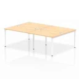 Impulse Back-to-Back 4 Person Bench Desk W1200 x D1600 x H730mm With Cable Ports Maple Finish White Frame - IB00144