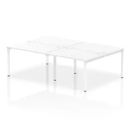 Impulse Back-to-Back 4 Person Bench Desk W1200 x D1600 x H730mm With Cable Ports White Finish White Frame - IB00147