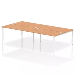 Impulse Back-to-Back 4 Person Bench Desk W1600 x D1600 x H730mm With Cable Ports Oak Finish White Frame - IB00169