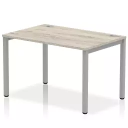 Impulse Single Row Bench Desk W1200 x D800 x H730mm Grey Oak Finish Silver Frame - IB00245