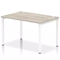 Impulse Single Row Bench Desk W1200 x D800 x H730mm Grey Oak Finish White Frame - IB00251