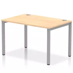 Impulse Single Row Bench Desk W1200 x D800 x H730mm Maple Finish Silver Frame - IB00246