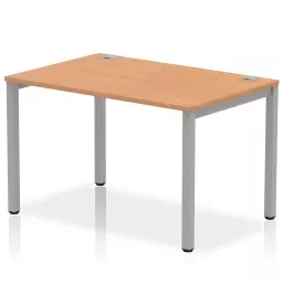 Impulse Single Row Bench Desk W1200 x D800 x H730mm Oak Finish Silver Frame - IB00247