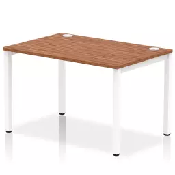 Impulse Single Row Bench Desk W1200 x D800 x H730mm Walnut Finish White Frame - IB00254