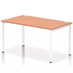 Impulse Single Row Bench Desk W1400 x D800 x H730mm Beech Finish White Frame - IB00262