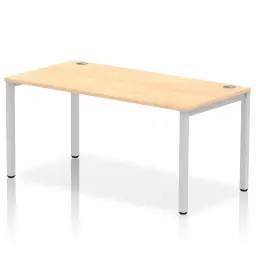 Impulse Single Row Bench Desk W1600 x D800 x H730mm Maple Finish Silver Frame - IB00270