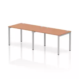 Impulse Single Row 2 Person Bench Desk W1200 x D800 x H730mm Beech Finish Silver Frame - IB00280