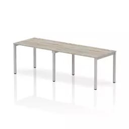 Impulse Single Row 2 Person Bench Desk W1200 x D800 x H730mm Grey Oak Finish Silver Frame - IB00281