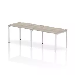 Impulse Single Row 2 Person Bench Desk W1200 x D800 x H730mm Grey Oak Finish White Frame - IB00287