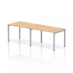 Impulse Single Row 2 Person Bench Desk W1200 x D800 x H730mm Maple Finish Silver Frame - IB00282