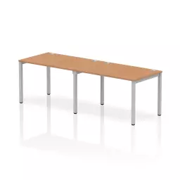 Impulse Single Row 2 Person Bench Desk W1200 x D800 x H730mm Oak Finish Silver Frame - IB00283