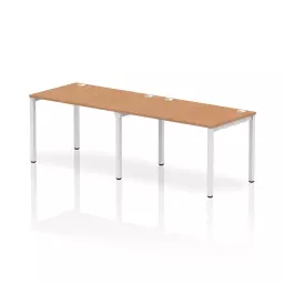 Impulse Single Row 2 Person Bench Desk W1200 x D800 x H730mm Oak Finish White Frame - IB00289