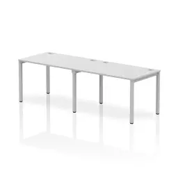 Impulse Single Row 2 Person Bench Desk W1200 x D800 x H730mm White Finish Silver Frame - IB00285