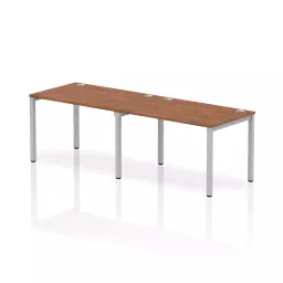 Impulse Single Row 2 Person Bench Desk W1200 x D800 x H730mm Walnut Finish Silver Frame - IB00284