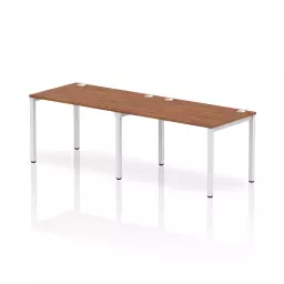 Impulse Single Row 2 Person Bench Desk W1200 x D800 x H730mm Walnut Finish White Frame - IB00290