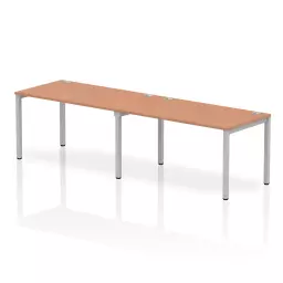 Impulse Single Row 2 Person Bench Desk W1400 x D800 x H730mm Beech Finish Silver Frame - IB00292