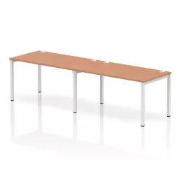 Impulse Single Row 2 Person Bench Desk W1400 x D800 x H730mm Beech Finish White Frame - IB00298