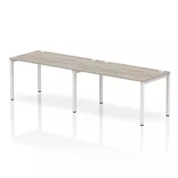 Impulse Single Row 2 Person Bench Desk W1400 x D800 x H730mm Grey Oak Finish White Frame - IB00299