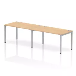 Impulse Single Row 2 Person Bench Desk W1400 x D800 x H730mm Maple Finish Silver Frame - IB00294