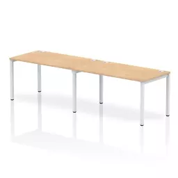 Impulse Single Row 2 Person Bench Desk W1400 x D800 x H730mm Maple Finish White Frame - IB00300