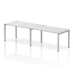 Impulse Single Row 2 Person Bench Desk W1400 x D800 x H730mm White Finish Silver Frame - IB00297