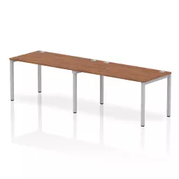 Impulse Single Row 2 Person Bench Desk W1400 x D800 x H730mm Walnut Finish Silver Frame - IB00296