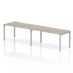 Impulse Single Row 2 Person Bench Desk W1600 x D800 x H730mm Grey Oak Finish Silver Frame - IB00305