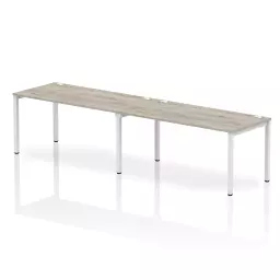 Impulse Single Row 2 Person Bench Desk W1600 x D800 x H730mm Grey Oak Finish White Frame - IB00311
