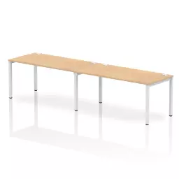 Impulse Single Row 2 Person Bench Desk W1600 x D800 x H730mm Maple Finish White Frame - IB00312