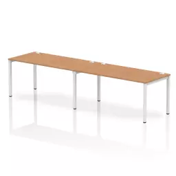 Impulse Single Row 2 Person Bench Desk W1600 x D800 x H730mm Oak Finish White Frame - IB00313